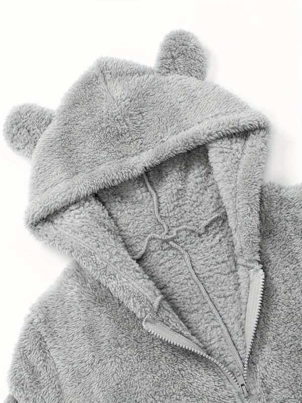 Fuzzy Hooded Pajama Jumpsuit For Music Festival, Comfy & Cute Long Sleeve Zipper Pajamas, Women's Lingerie & Sleepwear - Image 52
