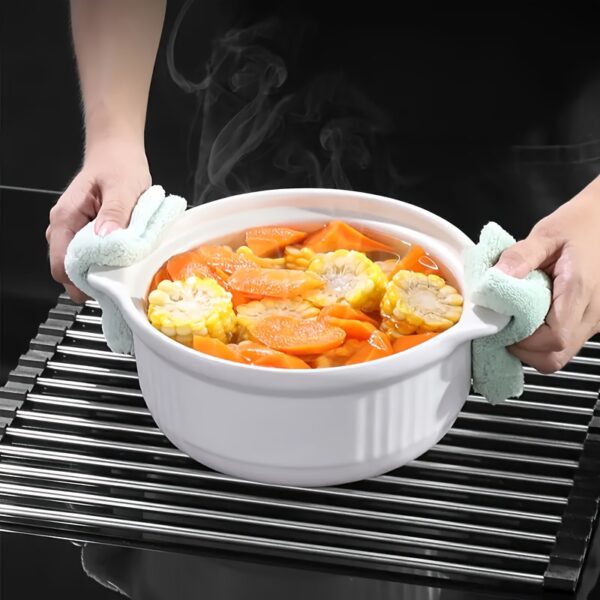 1pc Deluxe Roll-Up Stainless Steel Dish Drying Rack - Space-Saving, Multifunctional, Over-The-Sink Design, Portable, Rollable, Anti-Rust, Easy to Clean, Kitchen Sink Organizer, Tool, and Mat - Perfect for Small Kitchens, Dish Drying Rack|Modern Kitchen Ac - Image 5