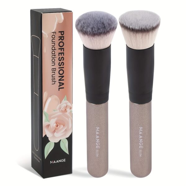 MAANGE Flawless Foundation Brush - Large Flat Top, Ultra-Soft Nylon Bristles for Seamless, Quick Application - Fragrance-Free, Ideal for All Skin Types - Black Handle, MAANGE - Image 17