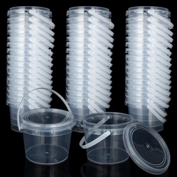 20pcs 10oz Clear Plastic Storage Containers with Lids & Handles - Durable 300ml Ribbed Design Organizers for DIY Crafts, Slime, Paints, Art Supplies & Small Parts - Stackable, Space-Saving Craft Storage Boxes, Art Supply Organizer, Transparent Container, Practical Container Design - Image 2