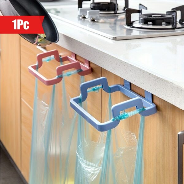Reusable Plastic 1pc Over-the-Cabinet Garbage Container - Bag Holder Rack For Kitchen, Pantry, Garage & Bathroom - Image 15
