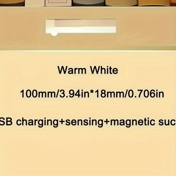 [200mAh Rechargeable LED Motion Light] USB Rechargeable LED Motion Sensor Night Light - 200mAh/400mAh, Wireless Auto-On for Under Cabinet, Kitchen, Wardrobe & More - Warm/White Options - Image 3