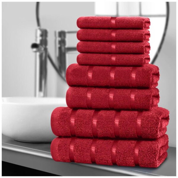 8pcs Egyptian Cotton Towel Set | Quick-Drying & Highly Absorbent | Includes 4 Face, 2 Hand, 2 Bath Towels | Sophisticated Boston Design | 15 Elegant Colours | Machine Washable - Image 10