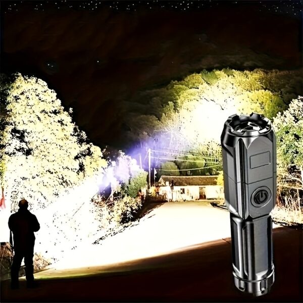 1pc Powerful Zoomable Flashlight, Outdoor Multi-functional Portable Home Small Flashlight, Telescopic Zoom Light - Image 5