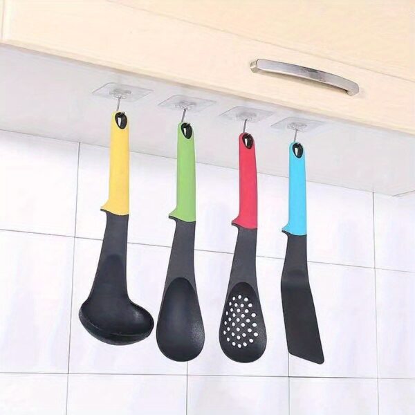 10pcs of Strong Adhesive Kitchen Hooks Adhesive Suction Cups Punch-Free Suction Cups Bathroom Wall-Mounted Toilet Wall Traceless Adhesive Hooks Towel Hook Combination Multi-Functional Hanging Convenient Storage Wall Hooks, Utility Hooks - Image 20