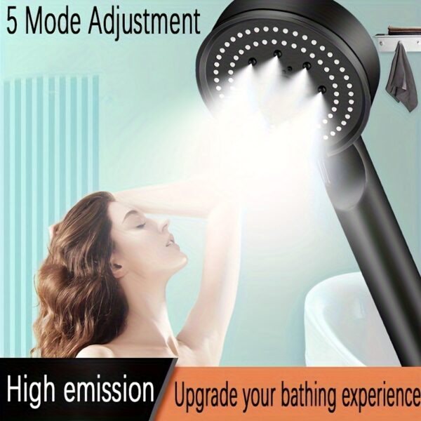 1pc 5-Mode Multifunctional High-Pressure, Shower Head, Bathroom Accessories, Wall Mounted Shower Head, Single Head - Image 8
