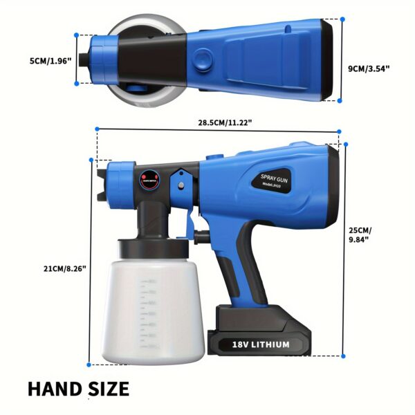 DayPlus Cordless Paint Sprayer Gun Garden Car Fence Wall Decking Ceiling Battery Charge, Spray Gun 1000ml Garden Fence Spray Gun With 1500mAh Battery, 4 Nozzles, DIY For Painting Ceiling, Wall, Garden Christmas, Halloween Decor - Image 6