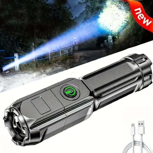 1pc Powerful Zoomable Flashlight, Outdoor Multi-functional Portable Home Small Flashlight, Telescopic Zoom Light - Image 2