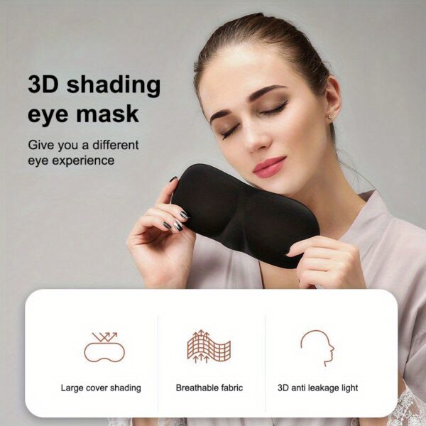 3D Stereoscopic Sleep Eye Mask, Sleep Magic Memory Sponge Black Shading Breathable Eye Protection Travel Essentials - Image 13