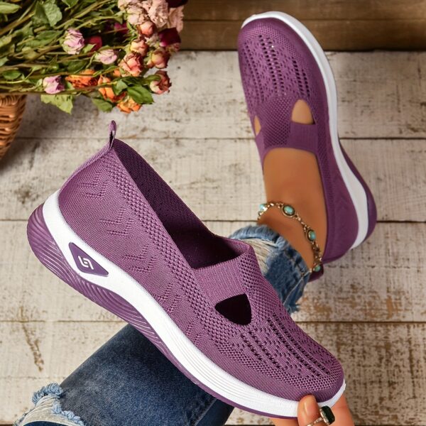 Women's Casual Slip-On Sneakers - Breathable Fabric, EVA Sole, Low-Top Design in Red, Blue, Purple, Gray, Black, Brown - Comfortable All-Season Footwear, Ladies Sneakers - Image 6