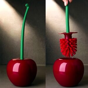 1-Set Cherry-Shaped Toilet Brush and Holder- Durable, Space-Saving Bathroom Cleaning Tool