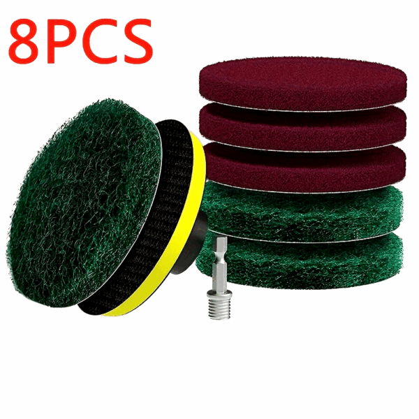 8PCS Power Drill Scrubber Brush Tile Cleaning Kit with Sanding Sponges, Green 180-240 Grits and Red 320-400 Grits - Bathroom Floor Tub Polishing Pads Home Cleaning Tools Set. - Image 17