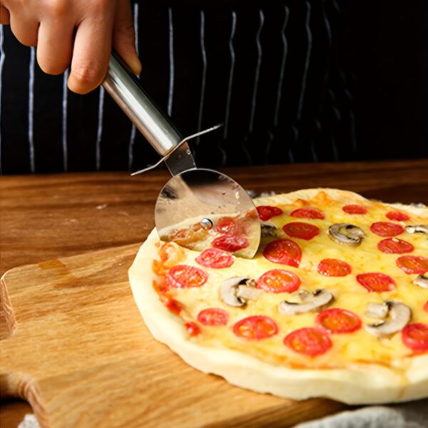 Effortlessly Roll Out Perfect Pizza with this Stainless Steel Pizza Wheel Knife Kitchen Accessories - Image 3