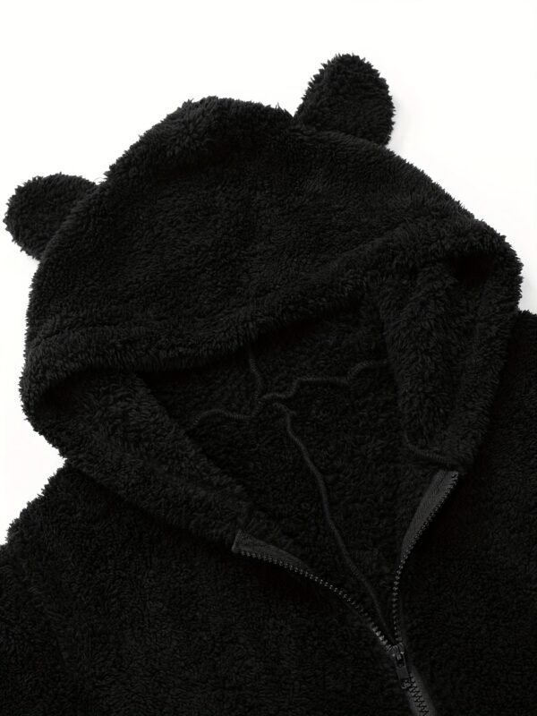 Fuzzy Hooded Pajama Jumpsuit For Music Festival, Comfy & Cute Long Sleeve Zipper Pajamas, Women's Lingerie & Sleepwear - Image 22