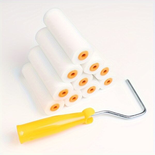 10/20pcs 4 Inch Water-based Paint Latex Paint Roller Brush Set, 10 Sponge Heads, 1 Bracket, Embossed Small Thumb Traceless Brush - Image 5