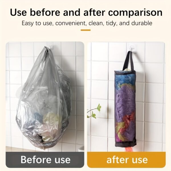 1pc Durable Wall-Mounted Plastic Bag Dispenser, Foldable Breathable Mesh Garbage Bag Holder, Washable Hanging Storage Organizer for Various Room Types - Image 6