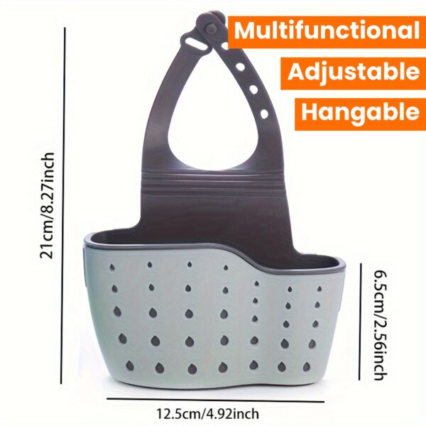 1pc Sink Sponge Holder, Sink Organizer Storage Box, Hangable Multifunctional Drain Adjustable Shoulder Strap, Kitchen Sink Sponge Holder And Kitchen Bathroom Faucet Hanging Basket Storage, Kitchen Supplies - Image 13