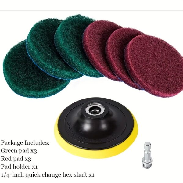 8PCS Power Drill Scrubber Brush Tile Cleaning Kit with Sanding Sponges, Green 180-240 Grits and Red 320-400 Grits - Bathroom Floor Tub Polishing Pads Home Cleaning Tools Set. - Image 19