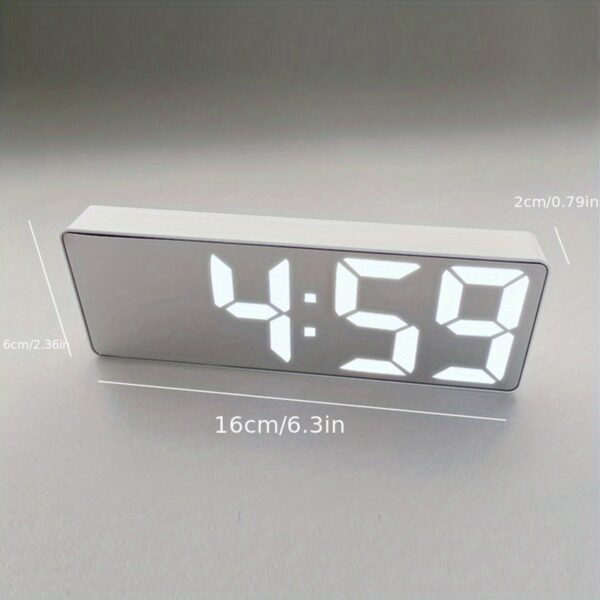 Modern LED Digital Clock with Adjustable Brightness, Date & Temperature Display - USB-Powered 12/24H Rectangular Bedroom Alarm Clock for Home Office Decor, Digital Display Clock | Contemporary Design | Durable Electronics, Alarm Clocks for Bedrooms - Image 5
