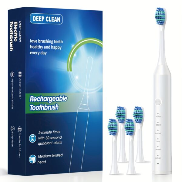 Automatic Rechargeable Electric Toothbrush for Adults, 6 Cleaning Modes, Lithium Polymer Battery, USB Charging, ≤36V, with Soft Bristles for Deep Clean Dental Flosser - Image 2