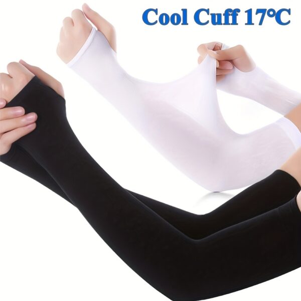 2pcs (1 Pair) Women's Ice Silk Arm Sleeve Sports Sleeve Sun Protection Hand Cover Cooling Gloves For Running Fishing Bike - Image 4