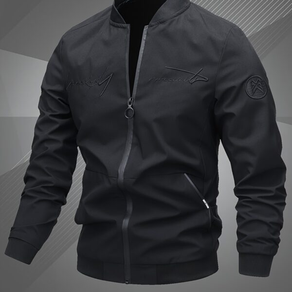 Men'S Letter Embroidered Casual Bomber Jacket - Image 13