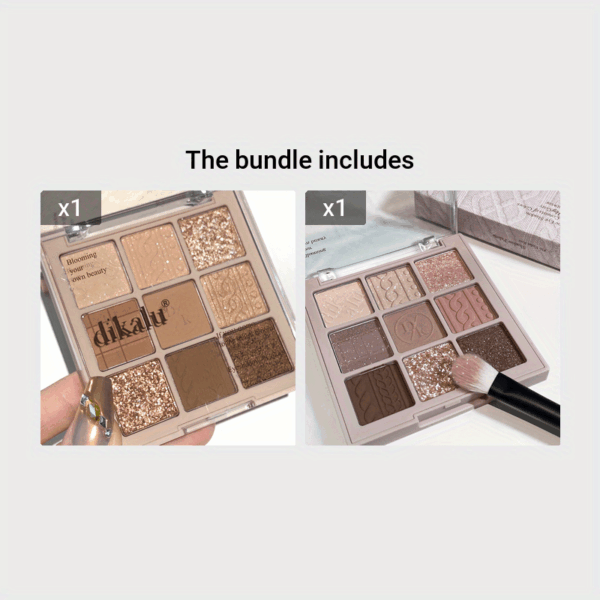 9-color Eyeshadow Palette Low Saturated Matte Pearly Glitter Velvet Texture Brown Color Taro Milk Tea Nude Pink Purple Eyeshadow Waterproof And Long-lasting Makeup - Image 6