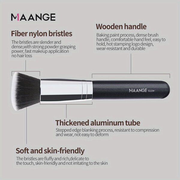 MAANGE Flawless Foundation Brush - Large Flat Top, Ultra-Soft Nylon Bristles for Seamless, Quick Application - Fragrance-Free, Ideal for All Skin Types - Black Handle, MAANGE - Image 20