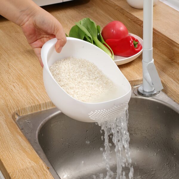 1pc, Rice Washing Drain Basket, Rice Washing Filter Basket, Creative Rice Washing Sieve, Plastic Rice Colander, Household Rice Washing Basket, Multifunctional Rice Washing Basin, Kitchen Stuff, Kitchen Gadgets - Image 2