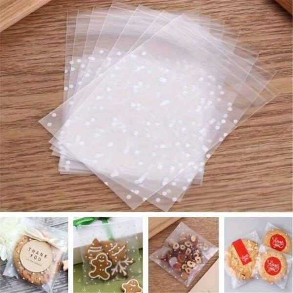 [100 Pcs White Dots Bags] 100 Pcs Frosted Self Adhesive White Dots Bags | Clear Plastic Treat Bags For Cake, Chocolate, Candy, Snack Wrapping, Goodie Bags, Goody Bags, Gift Pouches For Party Supplies - Image 15