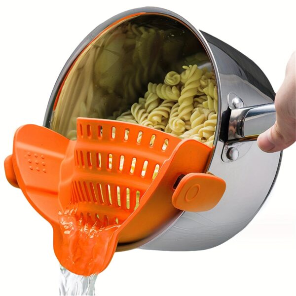 1pc Adjustable Clip-On Strainer for Pots and Pans, Plastic Pasta Strainer, Food Strainer for Meat Vegetables Fruit, Kitchen Colander Accessory - Image 3