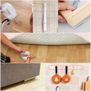 [Double-Sided Tape for Multi-Purpose Use] Reusable & Washable Nano Double-Sided Tape - Transparent, Multi-Purpose Adhesive for Home, Kitchen, Bathroom, Office & Car Use