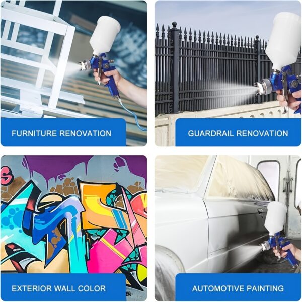 HVLP Paint Sprayer with 3 Sizes of Nozzles to Choose from 1.4/1.7/2mm and 600ml Plastic Cup - Easy Painting Tool - Professional Grade Paint Sprayer for Indoor or Outdoor Applications - Consistent Finish - Innovative Paint Supply - Image 7