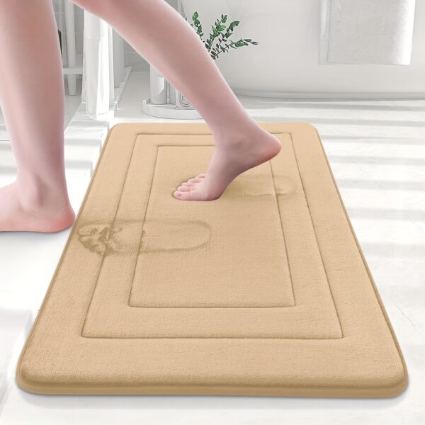 1pc Vintage-Inspired Memory Foam Bath Mat - Non-Slip, Absorbent, Cushioned Floor Mat for Kitchen, Bathroom, Bedroom, Laundry Room - Rectangular Polyester Blend Area Rug with Geometric Pattern, Perfect Gift for Women, Mom, Daughter, Bathroom Mat | Vintagei - Image 7