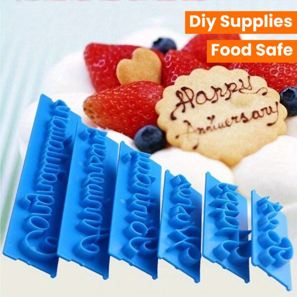 6PCS Deluxe Cake Decorating Kit - Handwritten Phrase Letter Style Fondant Molds, Chocolate Molds, DIY Supplies, Kitchen Gadgets, Baking Tools - Food Safe, Durable, Easy-to-Use, Versatile, and Perfect for Cake Decorating Beginners and Professionals Alike - Image 12