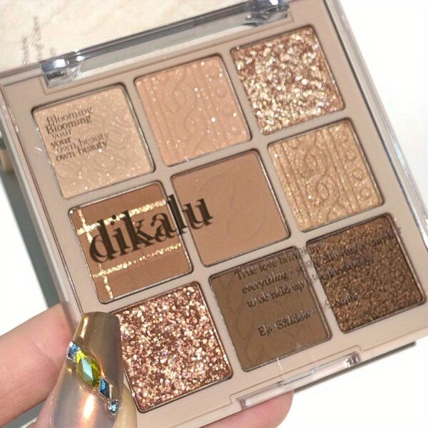 9 Color Eyeshadow Palette, Matte And Shimmer Glitter Brown Eyeshadows Powder, Long Lasting Blendable Eyeshadow Cosmetics - Image 6
