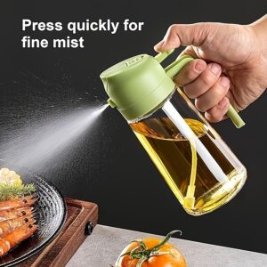 1pc Portable Oil Sprayer and Dispenser 2-in-1, Olive Oil Mister and Pourer, 470ML Plastic Kitchen Oil Spray Bottle for Cooking, BBQ, Air Fryer, Baking, Salad