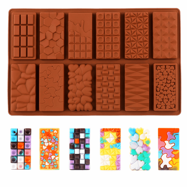 1pc, Non Stick 3D Silicone Chocolate Bar Mold, Break Apart, Large, For Wax Melts, Candy, Mousse Cake Mold - Image 11