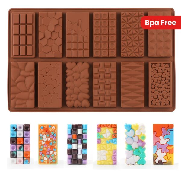 1pc, Non Stick 3D Silicone Chocolate Bar Mold, Break Apart, Large, For Wax Melts, Candy, Mousse Cake Mold - Image 18