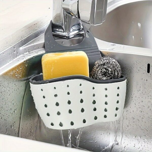 1pc Multifunctional Silicone Sink Sponge Rack with Adjustable Shoulder Strap - Organize and Drain Your Sponge, Kitchen Supplies, and More! Kitchen Accessories - Image 7
