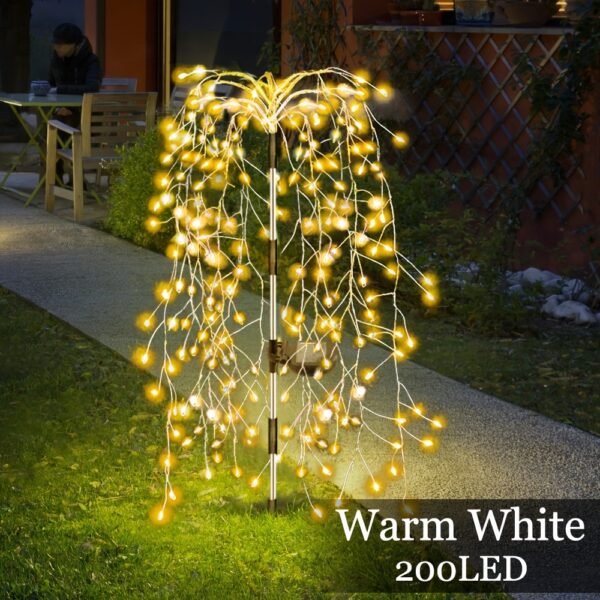 1 Solar Firecracker Willow Fireworks Light - 120/200 LED, 8 Vibrant Modes, Durable IP44, Solar Charging, Ideal for Yard, Garden, Pathway, Parties, Camping, Picnics, Christmas, Ramadan, Easter, Valentine'S Day Decor, Outdoor Lighting | Colorful Fireworks D - Image 5