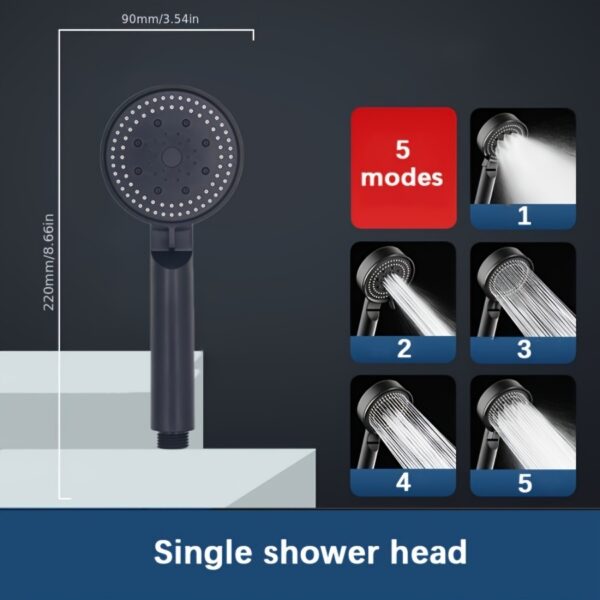 1pc 5-Mode Multifunctional High-Pressure, Shower Head, Bathroom Accessories, Wall Mounted Shower Head, Single Head - Image 6