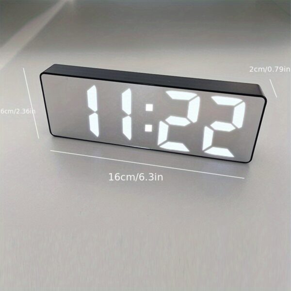 Modern LED Digital Clock with Adjustable Brightness, Date & Temperature Display - USB-Powered 12/24H Rectangular Bedroom Alarm Clock for Home Office Decor, Digital Display Clock | Contemporary Design | Durable Electronics, Alarm Clocks for Bedrooms - Image 7