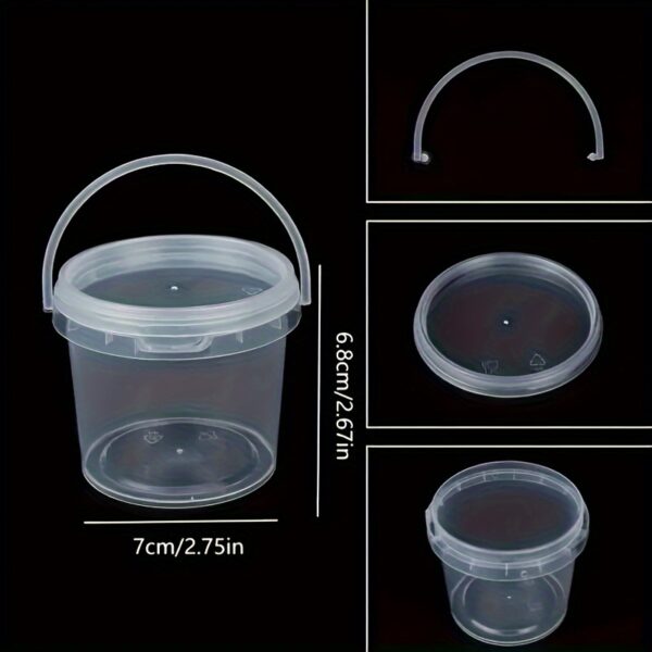 20pcs 10oz Clear Plastic Storage Containers with Lids & Handles - Durable 300ml Ribbed Design Organizers for DIY Crafts, Slime, Paints, Art Supplies & Small Parts - Stackable, Space-Saving Craft Storage Boxes, Art Supply Organizer, Transparent Container, Practical Container Design - Image 3