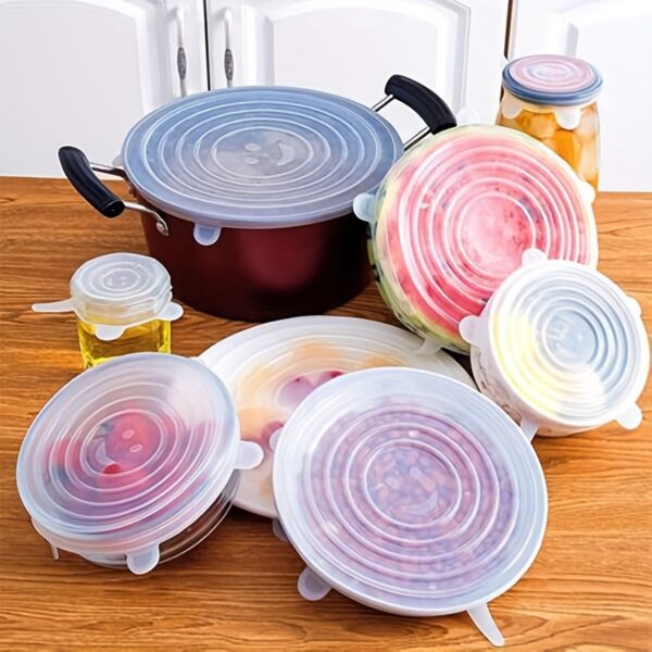 6-Pack Silicone Elastic Lids, Reusable Durable Food Storage Bowl Covers, BPA-Free, Dishwasher & Freezer Safe, Kitchen Accessories - Image 7