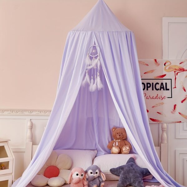 1pc Princess Style Kids Bed Canopy, Soft Polyester 100% Fabric, Machine Washable, Dreamy Mosquito Netting, Contemporary Reading Nook Tent for Girls Room, Indoor Use, 100-120 gsm - Image 4