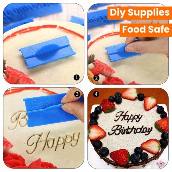 6PCS Deluxe Cake Decorating Kit - Handwritten Phrase Letter Style Fondant Molds, Chocolate Molds, DIY Supplies, Kitchen Gadgets, Baking Tools - Food Safe, Durable, Easy-to-Use, Versatile, and Perfect for Cake Decorating Beginners and Professionals Alike - Image 9