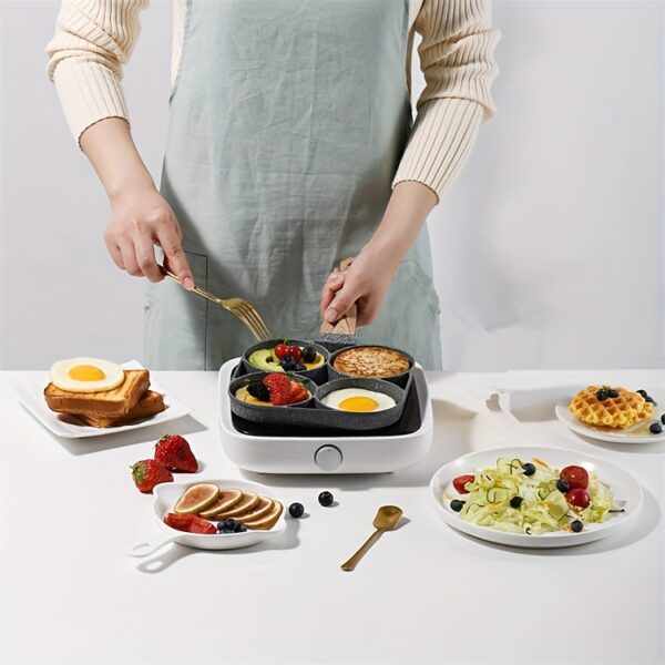 4-Hole Non-Stick Frying Pan with Maifan Stone Coating - Aluminum Handle, Perfect for Eggs, Pancakes, and More - Hand Wash Only, Induction Compatible, Kitchen Cookware | Modern Kitchenware | Durable Cookwar - Image 17