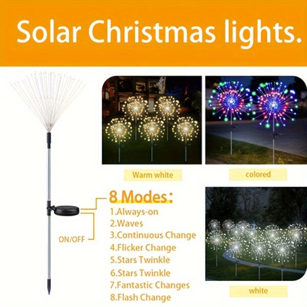 8 Lighting Modes Outdoor Solar LED Smart Lights, Solar Festival Viewing Decorative Lights for Garden Pathway and Patio Villa Illumination - Image 27