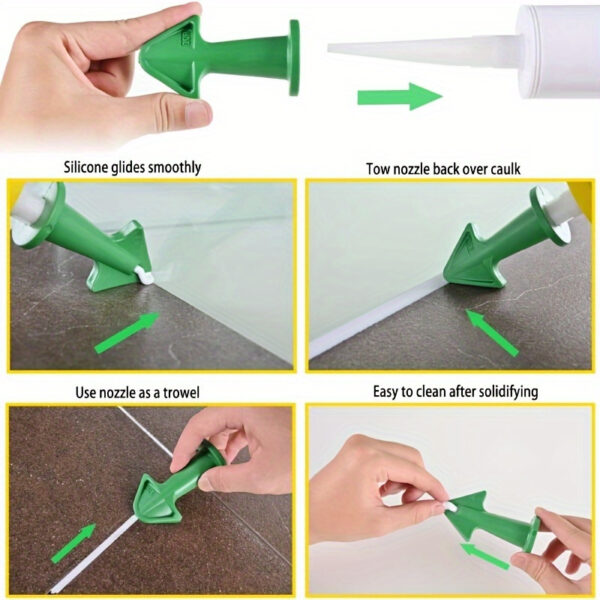 3pcs Silicone Sealant Filler Nozzle Applicator and Scraper Set - for Bathroom and Tile Joint Cleaning, Grouting Sealing, Smooth Multi-functional Scraper Tool - Image 6